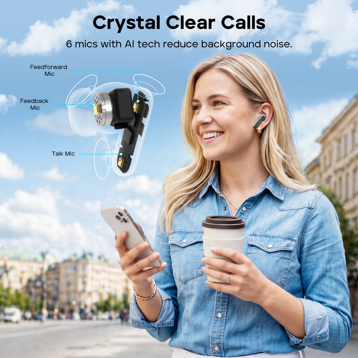 TRIBIT FlyBuds C3 Hybrid ANC True Wireless Earbuds