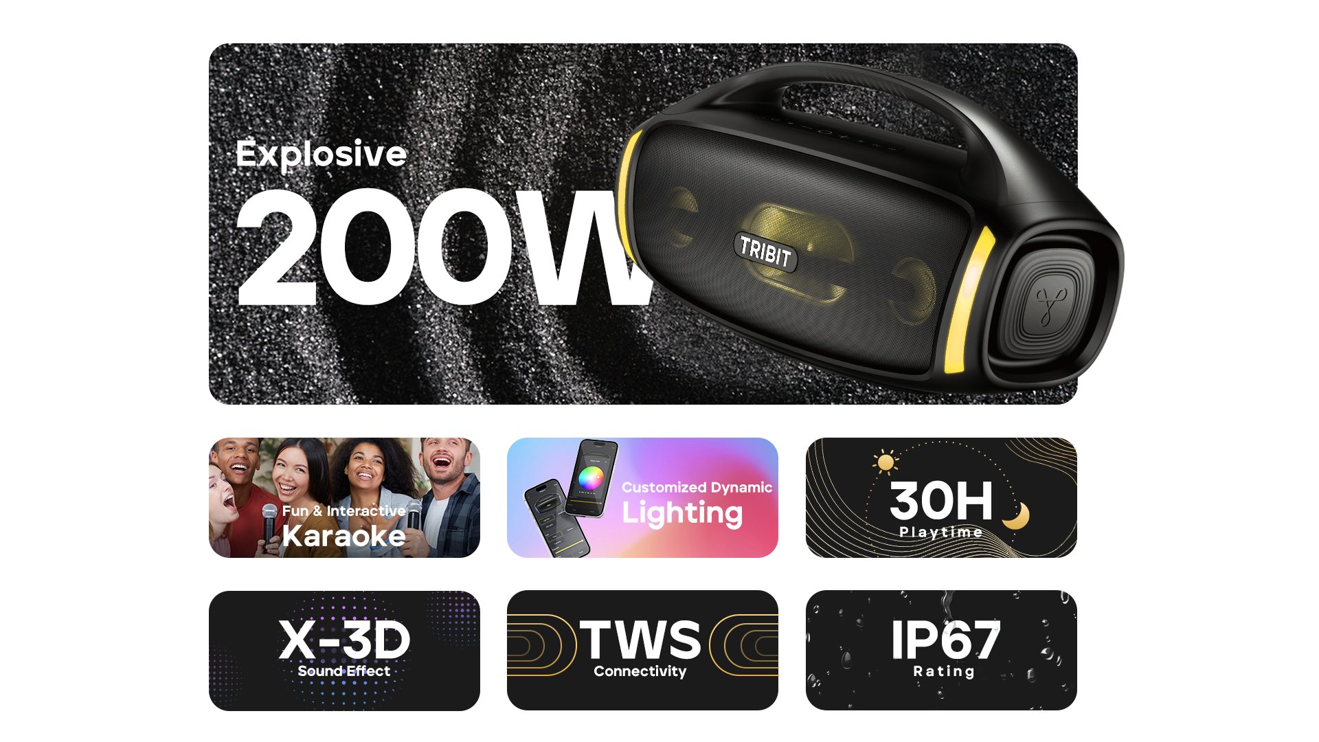 Tribit StormBox Micro 2 Bluetooth draagbare luidspreker, IP67 waterdicht, met krachtige draadloze stereo-koppeling en geïntegreerde XBass voor outdoor-reizen en fietsen Tribit StormBox Micro 2 Bluetooth draagbare luidspreker, IP67 waterdicht, met krachtige draadloze stereo-koppeling en geïntegreerde XBass voor outdoor-reizen en fietsen